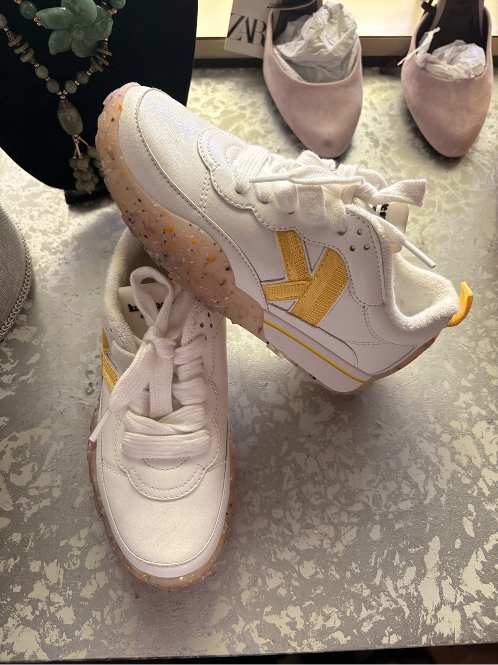 kate spade White and Yellow  woman’s- Sneaker  Sole Size 5B